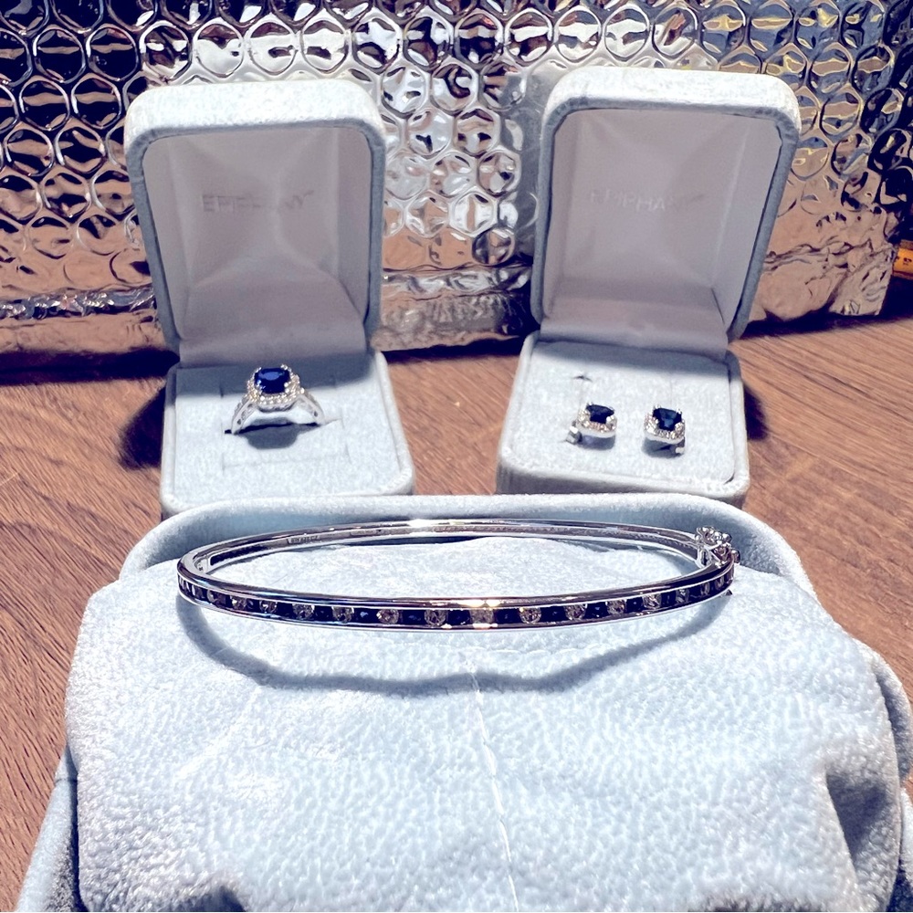 Epiphany Diamonique and Simulated Sapphire Jewelry Set